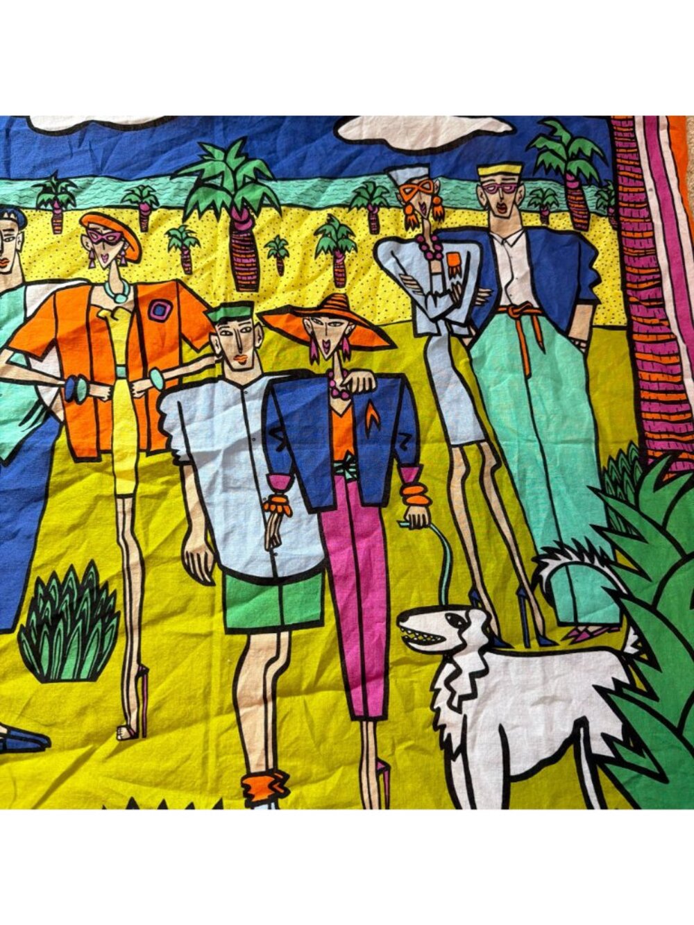 Vintage Esprit Scarf Resnicoff 1985 Beach Pop Art Cotton Bandana Handkerchief 25 - Picture 3 of 6